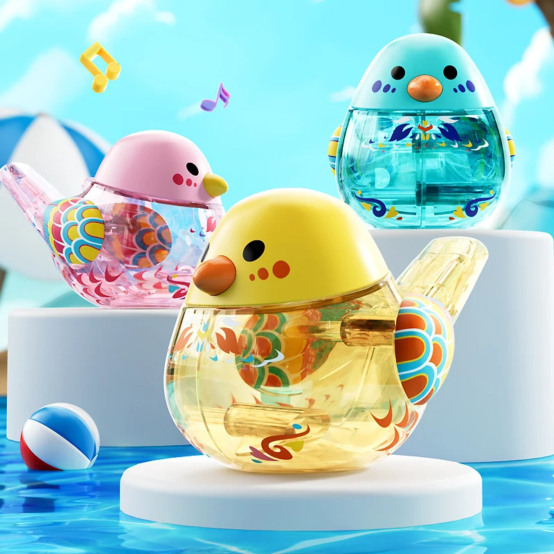 Soffietto giocattolo a forma di uccellino colorato per bambini, riempibile con acqua per cambiare tono