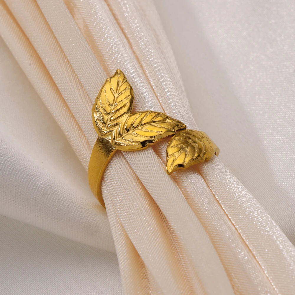 316L Stainless Steel Gold Plated Heart Flower Rings For Women Men Open Adjustable Ring Gothic Punk Aesthetic Jewelry 2024 New