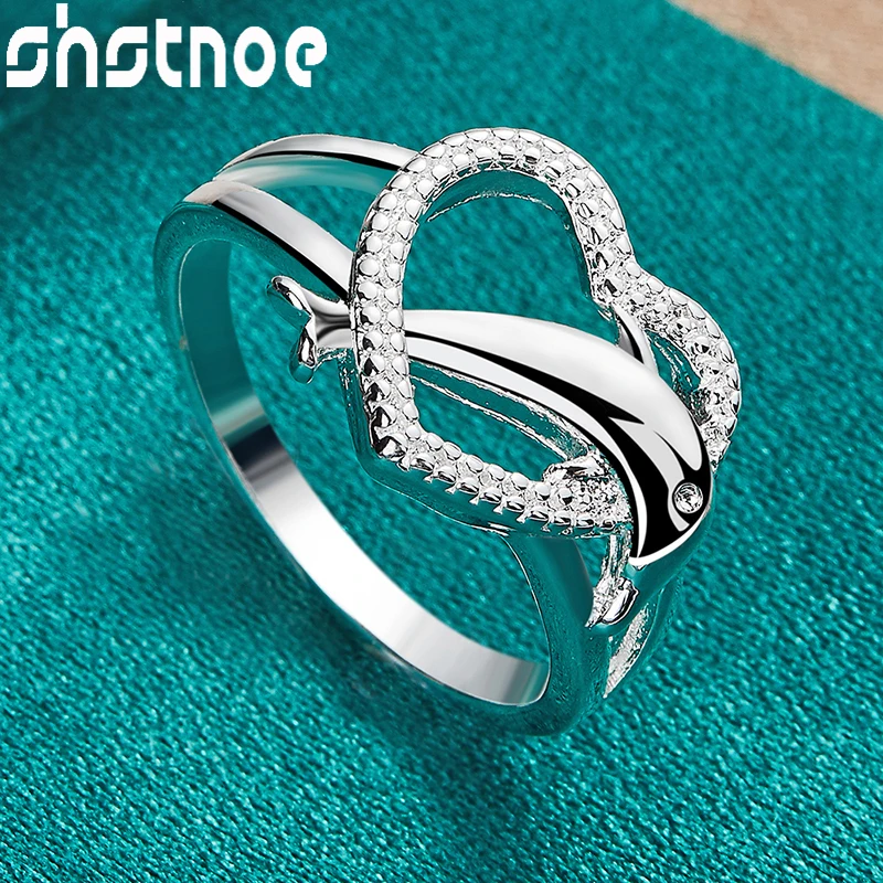 

SHSTONE New 925 Sterling Silver Pretty Fashion Charm Love Dolphin Cross Finger Ring For Women Bridal Wedding Bands Party Jewelry