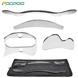 Ensemble d'outils de massage Gua Sha en acier inoxydable, outil IASTM, excellent outil d'ilization des tissus mous, points d'acupuncture complets du corps, 1/4 pièces