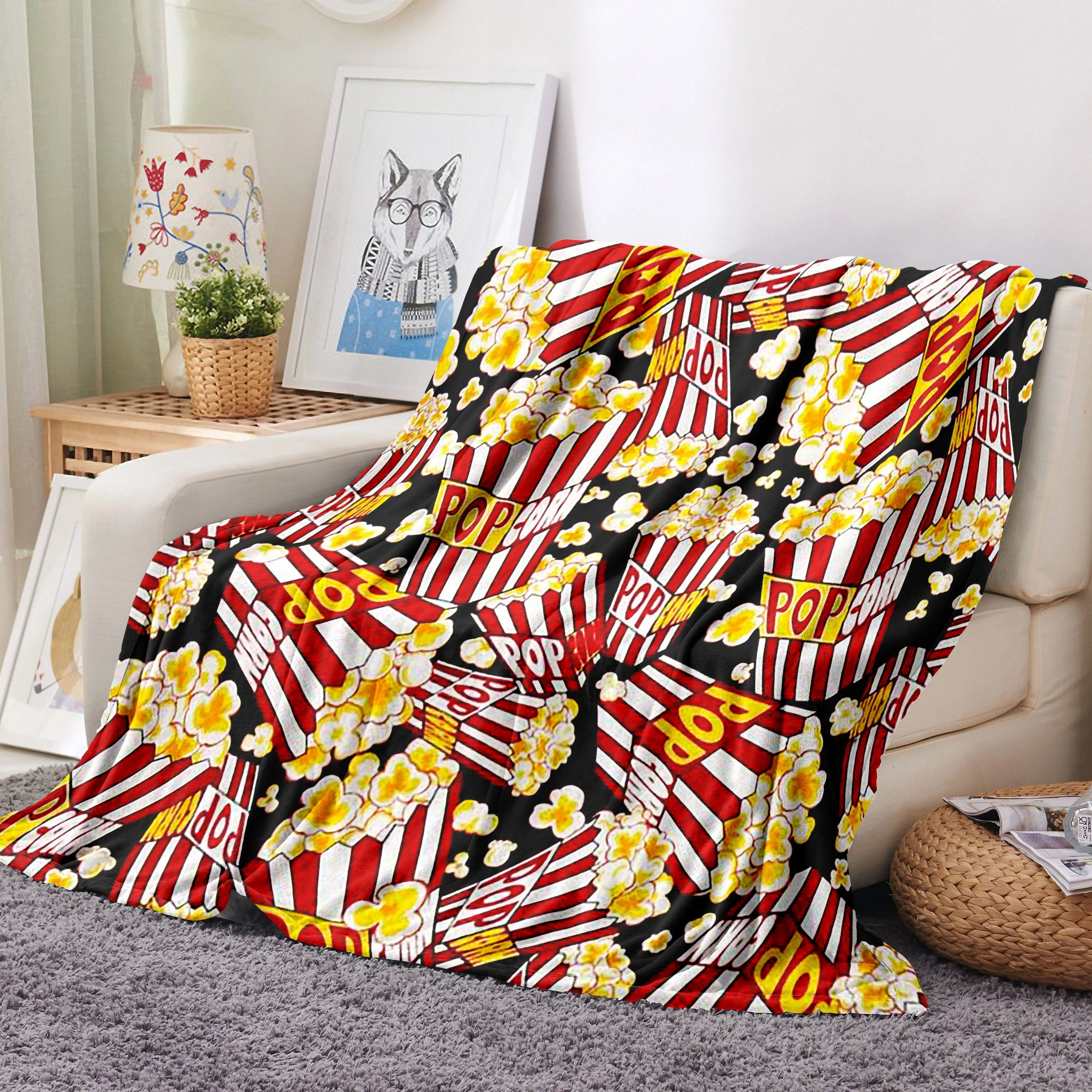 Home Cinema Food - Popcorn Blanket, Cinema Flannel Plush Blanket,