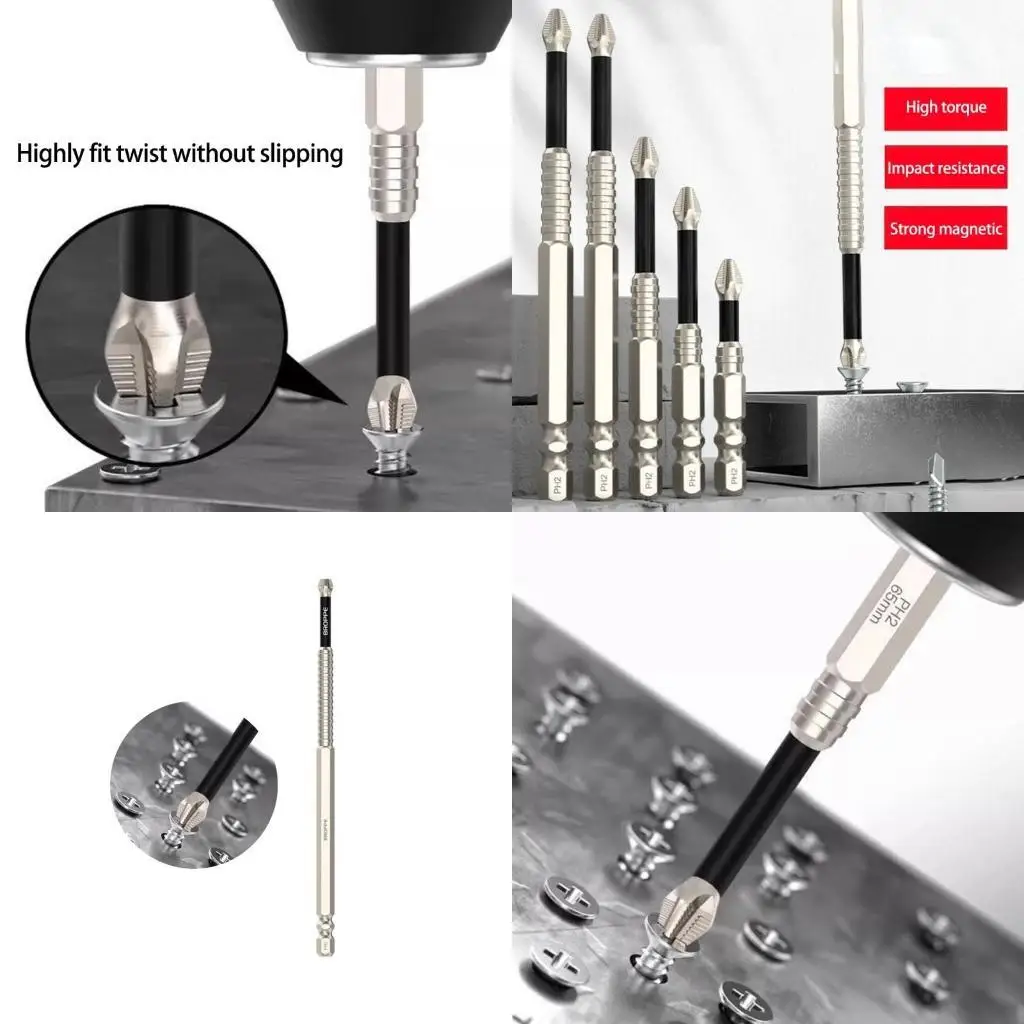 

R9UF 6Pcs K5 Screwdriver Bit Shank Impact Electric Drill Bit Set Screw Drill Head Power Tools Drill Attachment Part