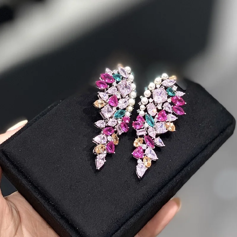 

ARIGAYA стерлингового серебра 925 пробы, милые серьги-капли с розовым жемчугом для женщин, свадебные серьги с кубическим цирконием, модные ювелирные изделия для помолвки и вечеринки