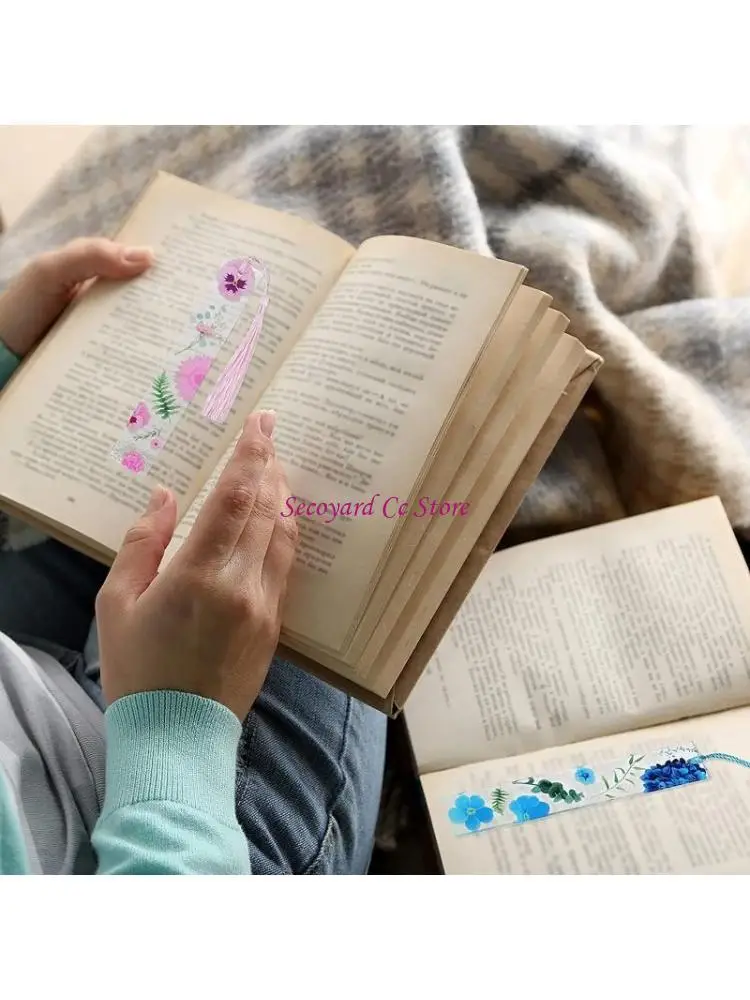 

N3UC Flower Acrylic Bookmarks Clear Floral Book Markers with Colorful Tassels for Women Kids Teacher Book Lovers 8