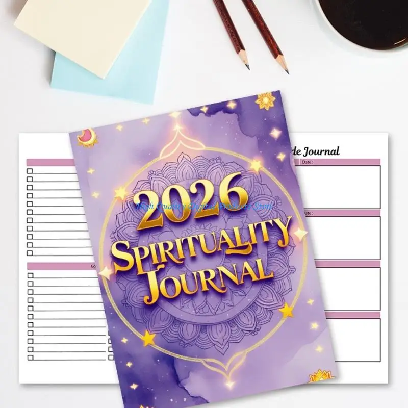 Journal spirituel U2JE 2026 avec invites réflexion guidées, feuilles du bien-être