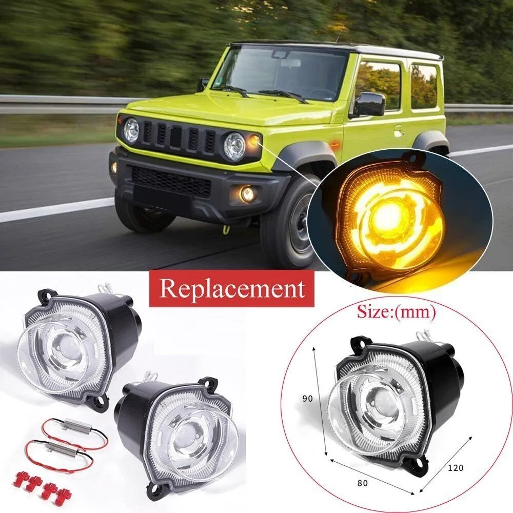 Car Refit Replacement LED Front Turn Signal Light Lamp  Decorative Cover Trim Fit for Suzuki Jimny  JB64 JB74 2019-2024