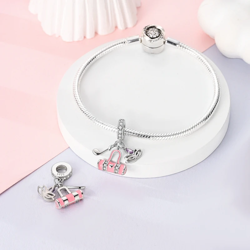 New 925 Silver Basketball Football Yoga Sports Series Charms Beads Fit Pandach 925 Original Bracelets DIY Jewelry Birthday Gift view 5