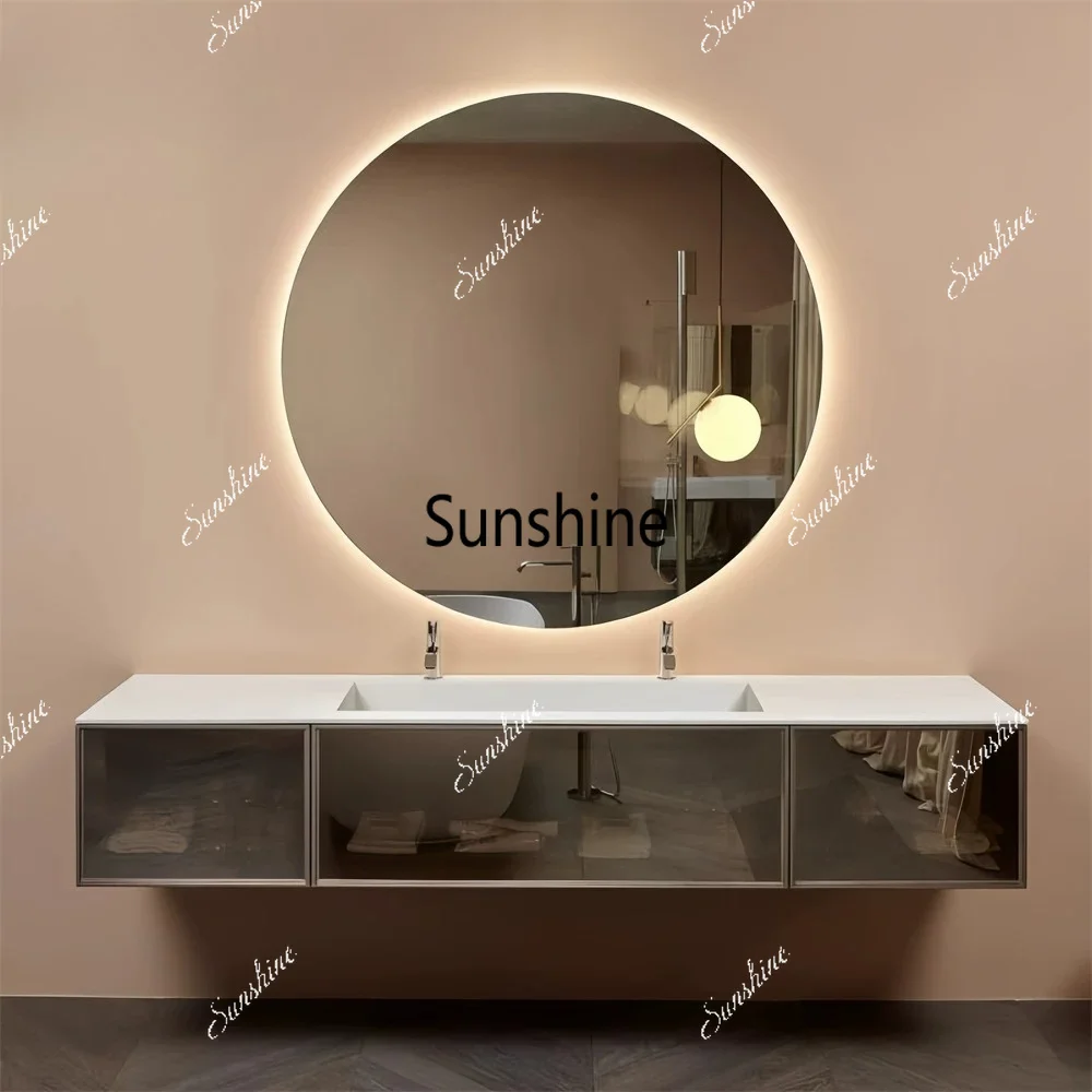 Double faucet large single basin washstand bathroom cabinet customization