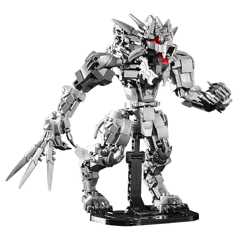 Creativo 813 pezzi notte oscura lupo mannaro figurine blocchi di costruzione MOC armatura argentata Mecha Wolfman mattoni giocattoli per bambini ragazzi regalo