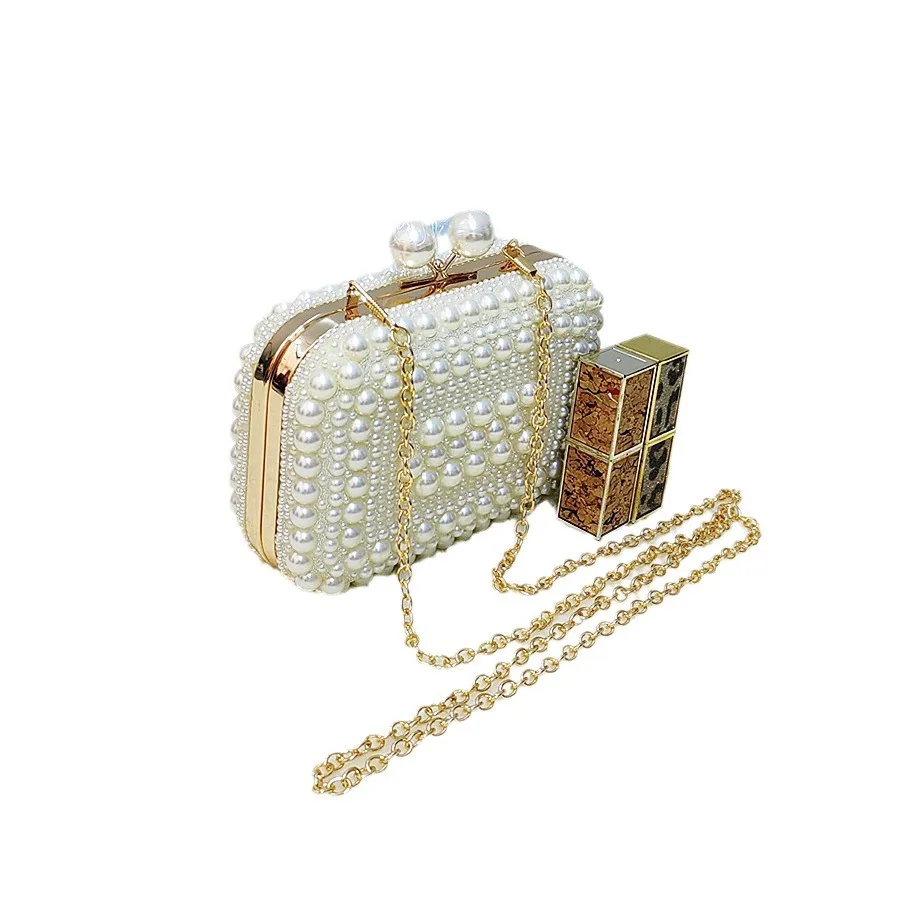Autumn And Winter Square Shell Clutch Bag Sweet Pearl Banquet Chain Mini Bag Female Bolsos Elegantes Para Dama Bolsas Grife Luxo