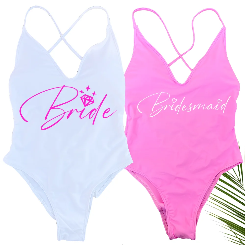 Bride Padded One Piece Swimsuit Women Bridesmaid Swimwear Bikini Summer Bathing Suit Beachwear Bachelorette Party Lady 2026