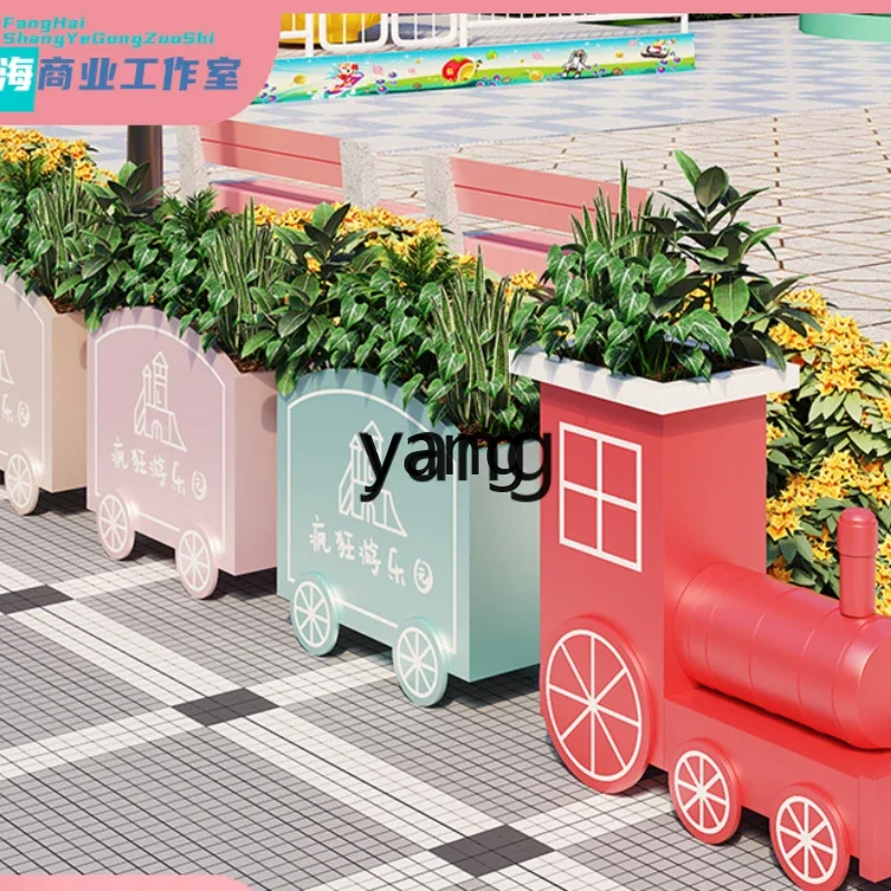 CCL outdoor creative flower box fence shopping mall store outer pendulum partition green plant box flower groove combination