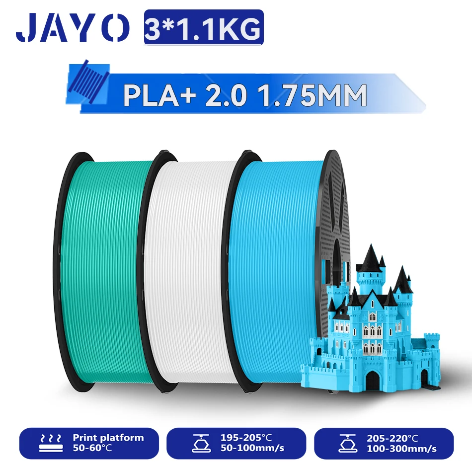JAYO 3,3KG PLA PLUS 2.0 Filament Upgrade PLA plus 3D-Drucker-Filament Neatly PLA+2.0 3D-Druckmaterial für 99% der 3D-FDM-Drucker