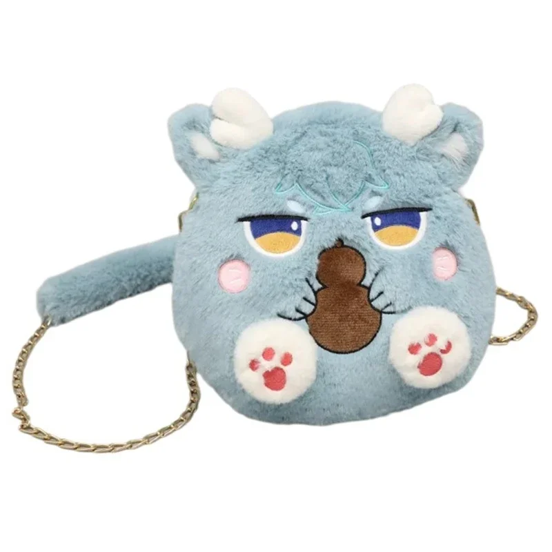 

Women Fashionable Anime Plush Dragon Shoulder Bag with Chain Strap Cartoon Toy Crossbody Bag Purse with Zippered