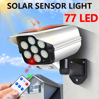High Simulation Camera Solar Lights 2000 lum 77 LED Outdoor Motion Sensor Wall Light 3 Modes  Lighting for garage doors