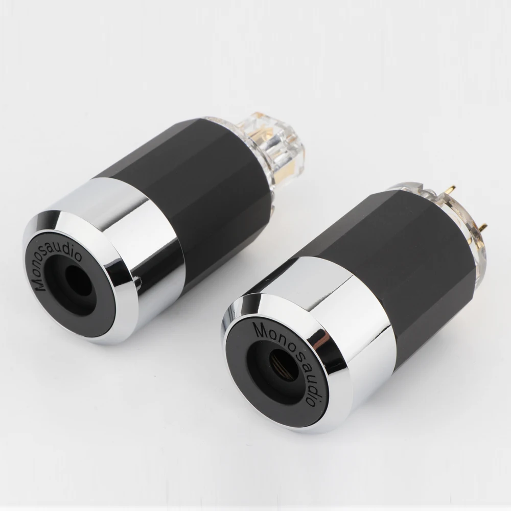 Monosaudio US-Stromanschlussstecker, 4N-Gehäuse aus reinem Kupfer und Aluminiumlegierung, männlich, weiblich, Stromkabelanschlüsse, vergoldete Stecker – Detail 2