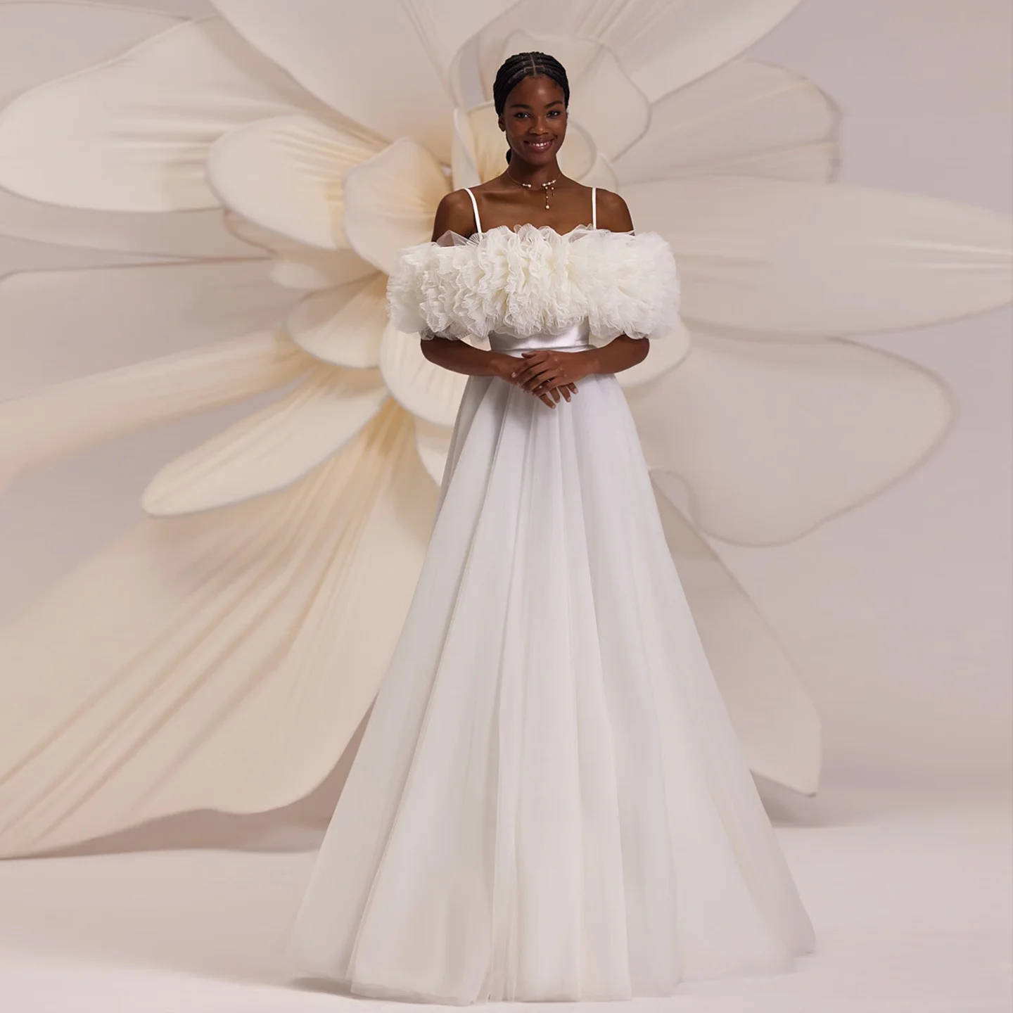 

Sharon Said Simple Sweetheart A-Line White Wedding Dress 2025 High Quality With Detachable Cape Bridal Gown SW256 Customized