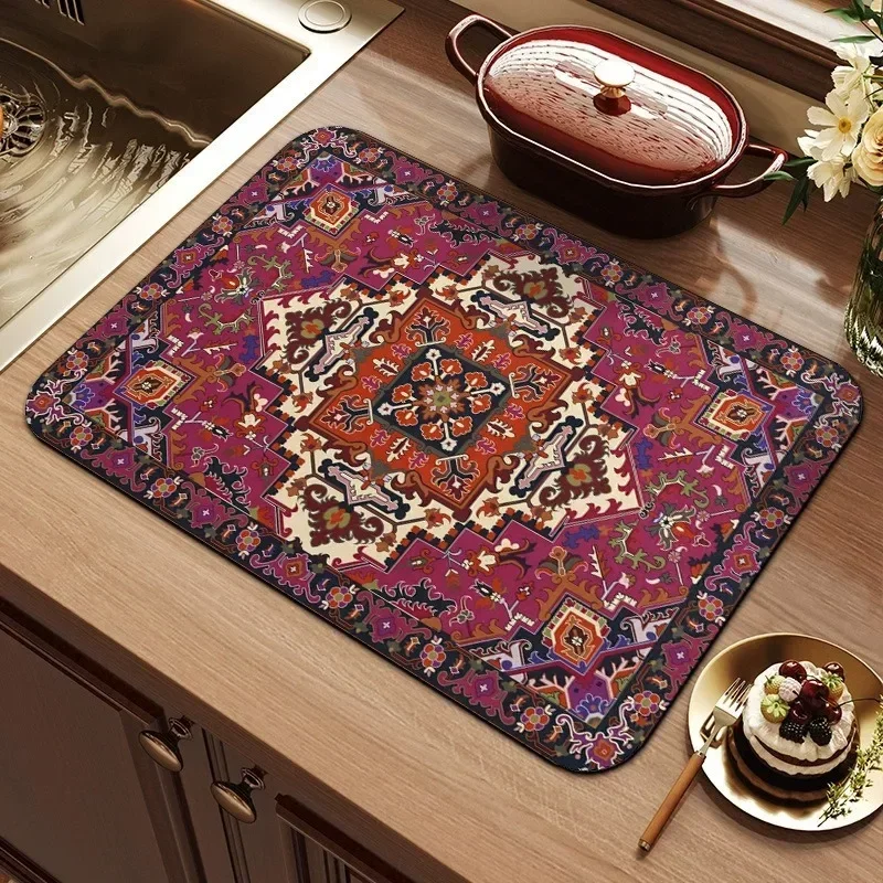 Super Absorbent Kitchen Drying Mat Anti Slip Heat Insulating Placemat For Tableware Drying Quick Dry Bathroom Drain Decoration