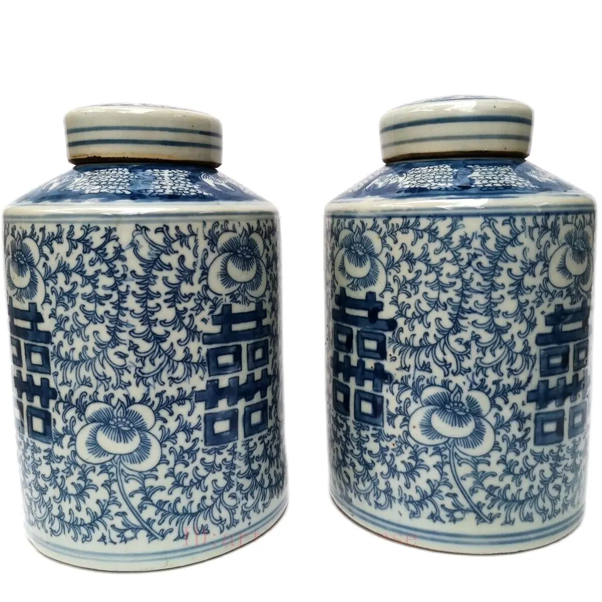 H 7.7inch Collection China Old a Pair blue-and-white Porcelain Flower  Vase Pot