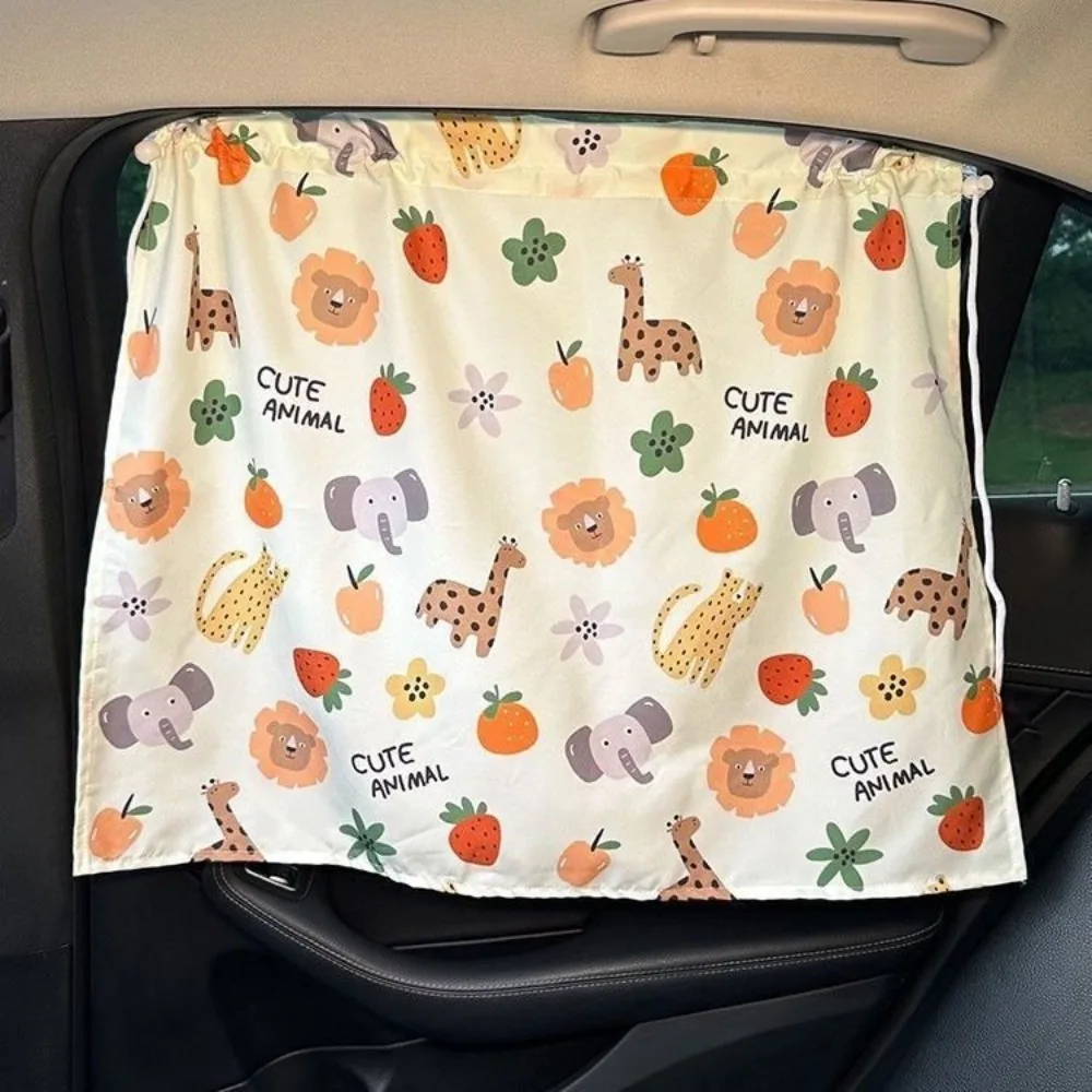 UV Protection Car Window Sunshade Suction Cup Thickened Auto Sliding Curtain Embroidered Car Sun Shade For Kid Baby Children