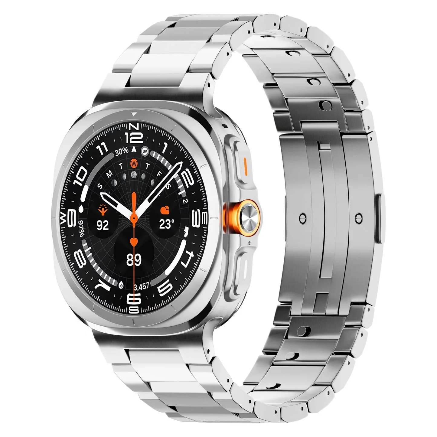 For Samsung Galaxy Watch8 Classic Watch Strap Watch8 Three-Grid Chain Side Slide Titanium Watch Strap