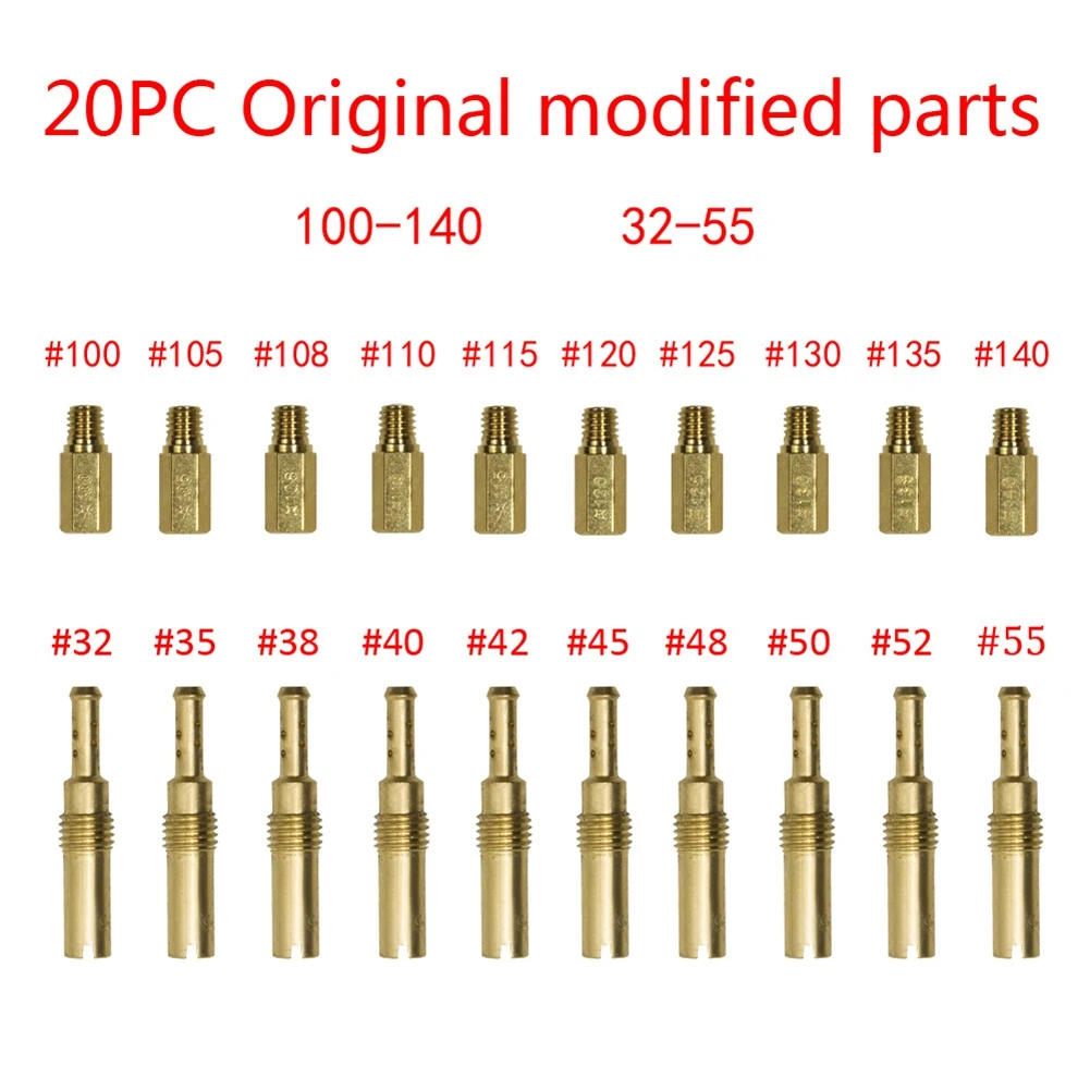 ✼20PCS Copper Carburetor Main Jets+Slow Jets Kit for PWK for Keihin OKO Carbs Motorcycle Carburetor Accessories
