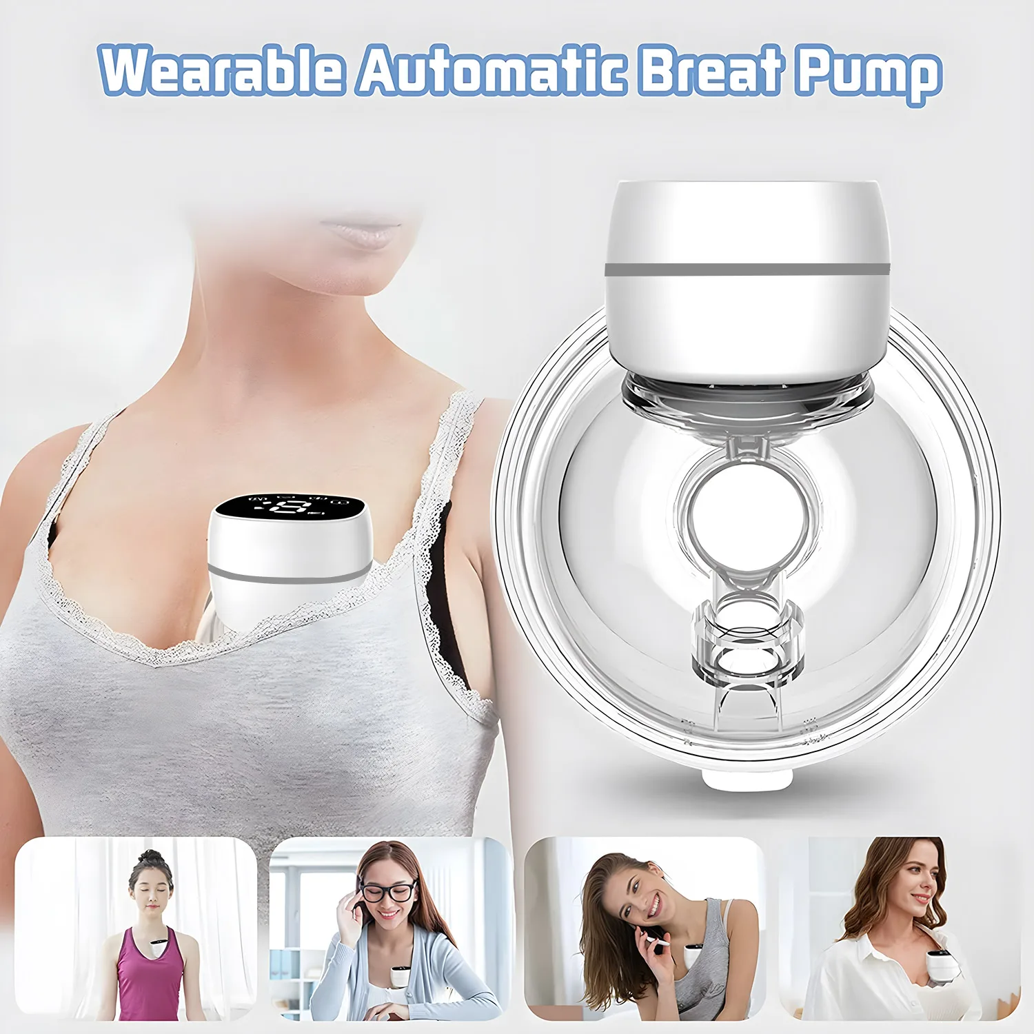 Electric Wearable Breast Pump Hands Free Portable Full Automatic Breast Pump Breast Milk Machine Mother and Baby Supplies