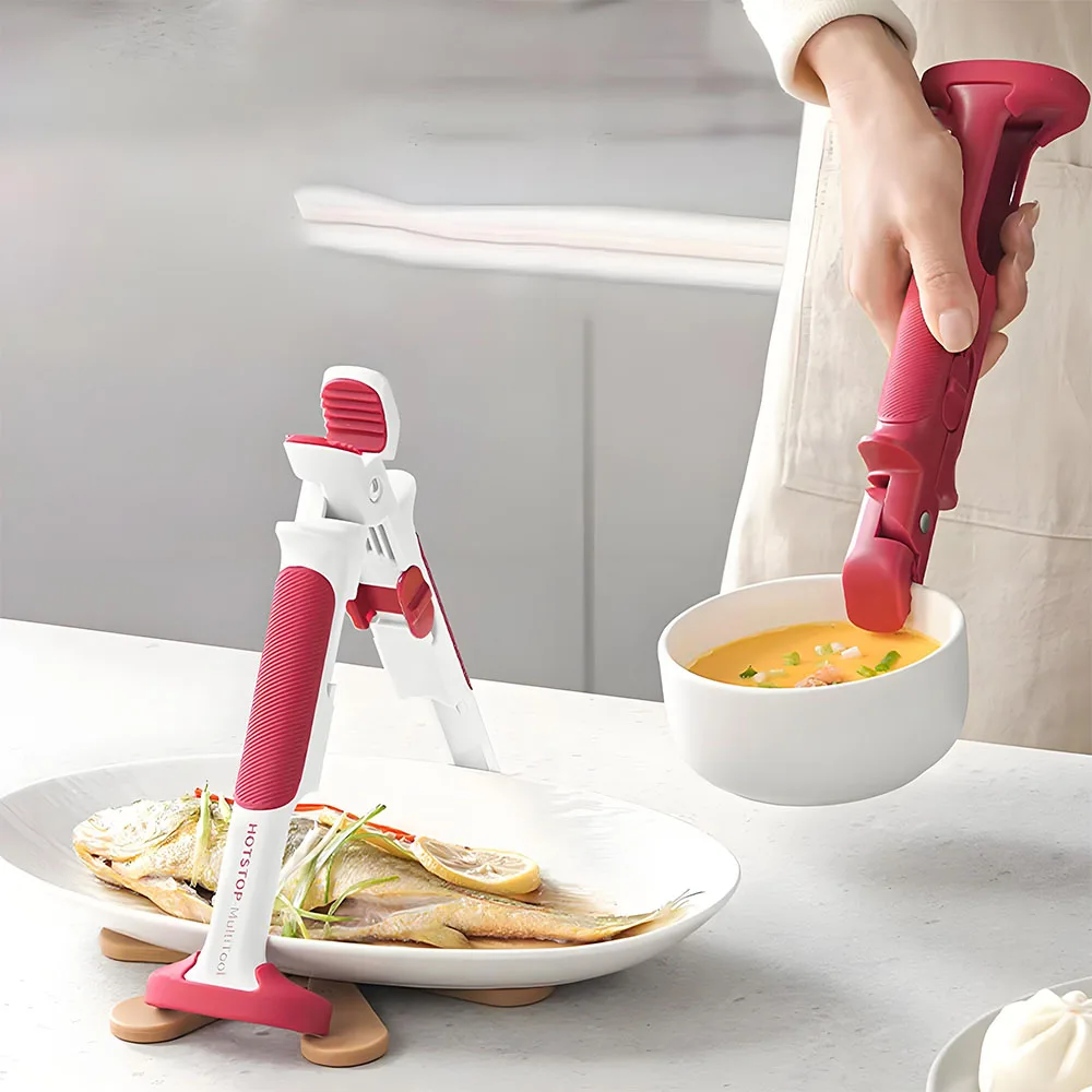 

NEW 2 IN 1 Anti-scald Gripper Clip Hot Dish Non-slip Plate Bowl Clip Retriever Tongs Silicone Handle Bowl Dishes Kitchen Tool