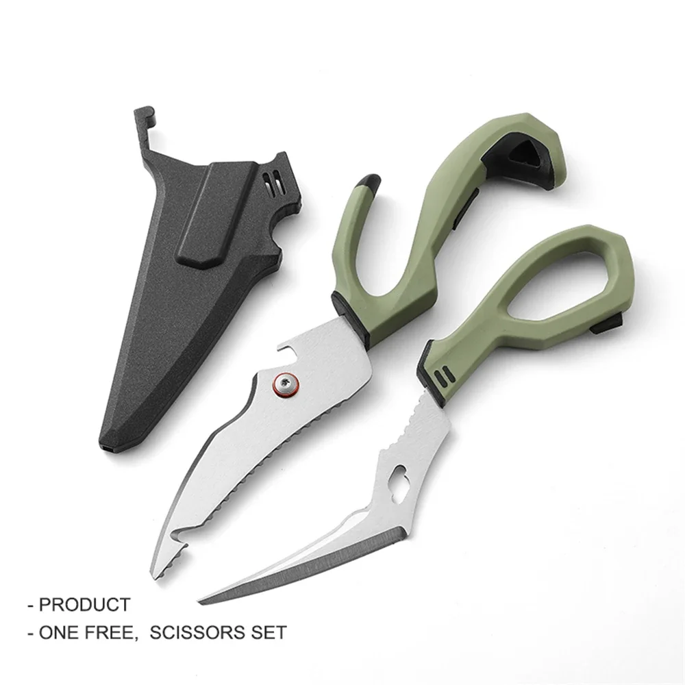 Premium Fishing Cutting Scissors Heavy Duty Kitchen with Detachable Blades Stainless Steel Multi-function Poultry Shears