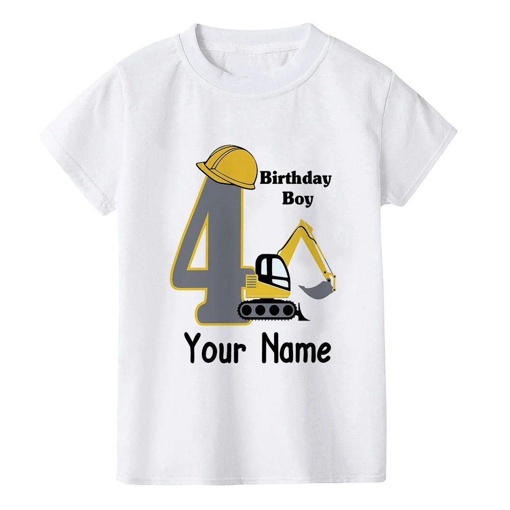 Construction Truck Birthday Boy Shirt Number 1 2 3 4 5 6 7 8 Graphic Kids Clothes Excavator Birthday Party Wear Shirt Gift