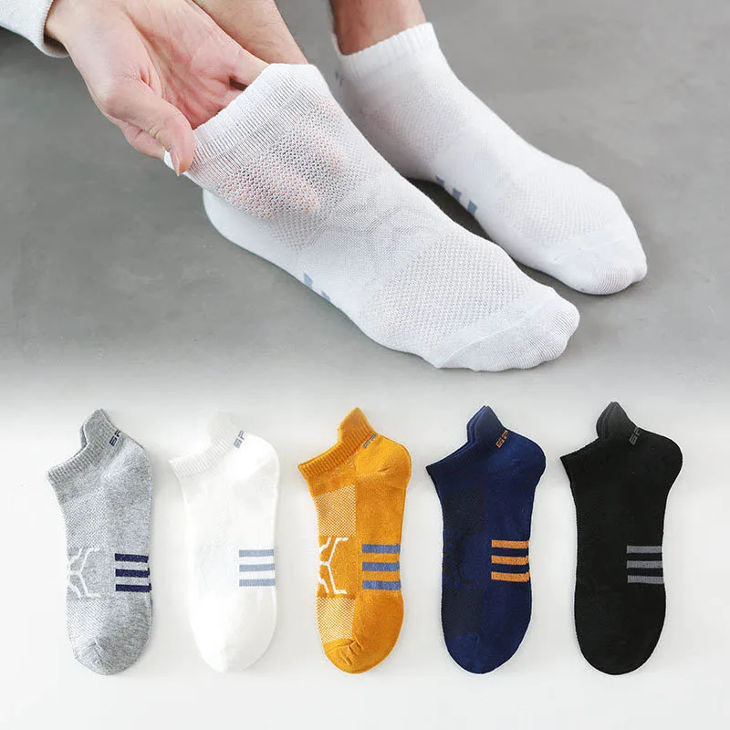 

5 Pairs Of Men's High Quality Fashionable Cotton Socks Summer Thin Breathable Sweat-absorbing Cotton Comfortable Socks EUR38-43