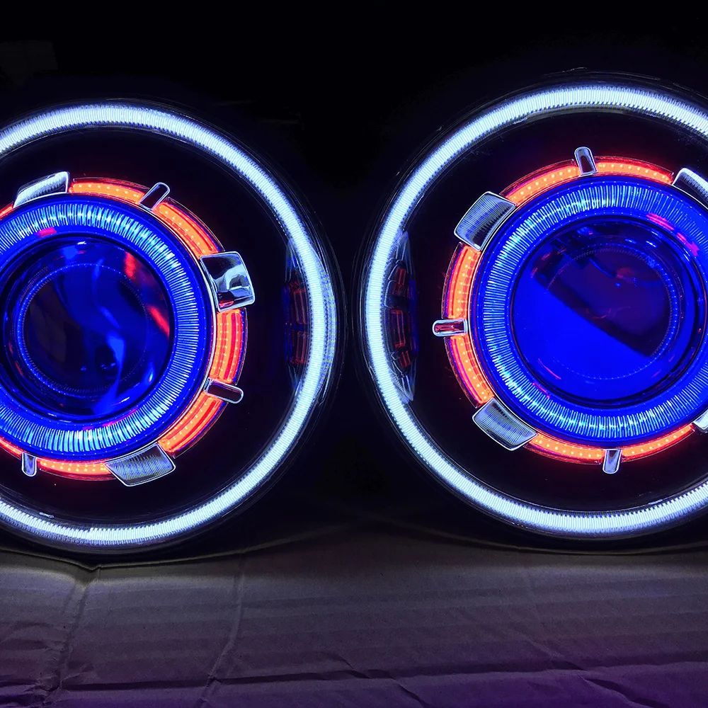 SXMA J238 7-Inch LED Headlights Aluminum Alloy Head Lamp LED Projector Headlights 1pair forJeep for Wrangler JK2007-2017 /8color