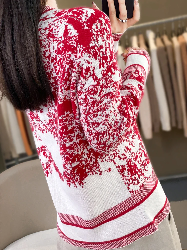 100% Cotton Ink Painting Sweater Sweater Bottom Crew-Neck Popular Chinese Style Autumn And Winter Net Red SMY shui mo