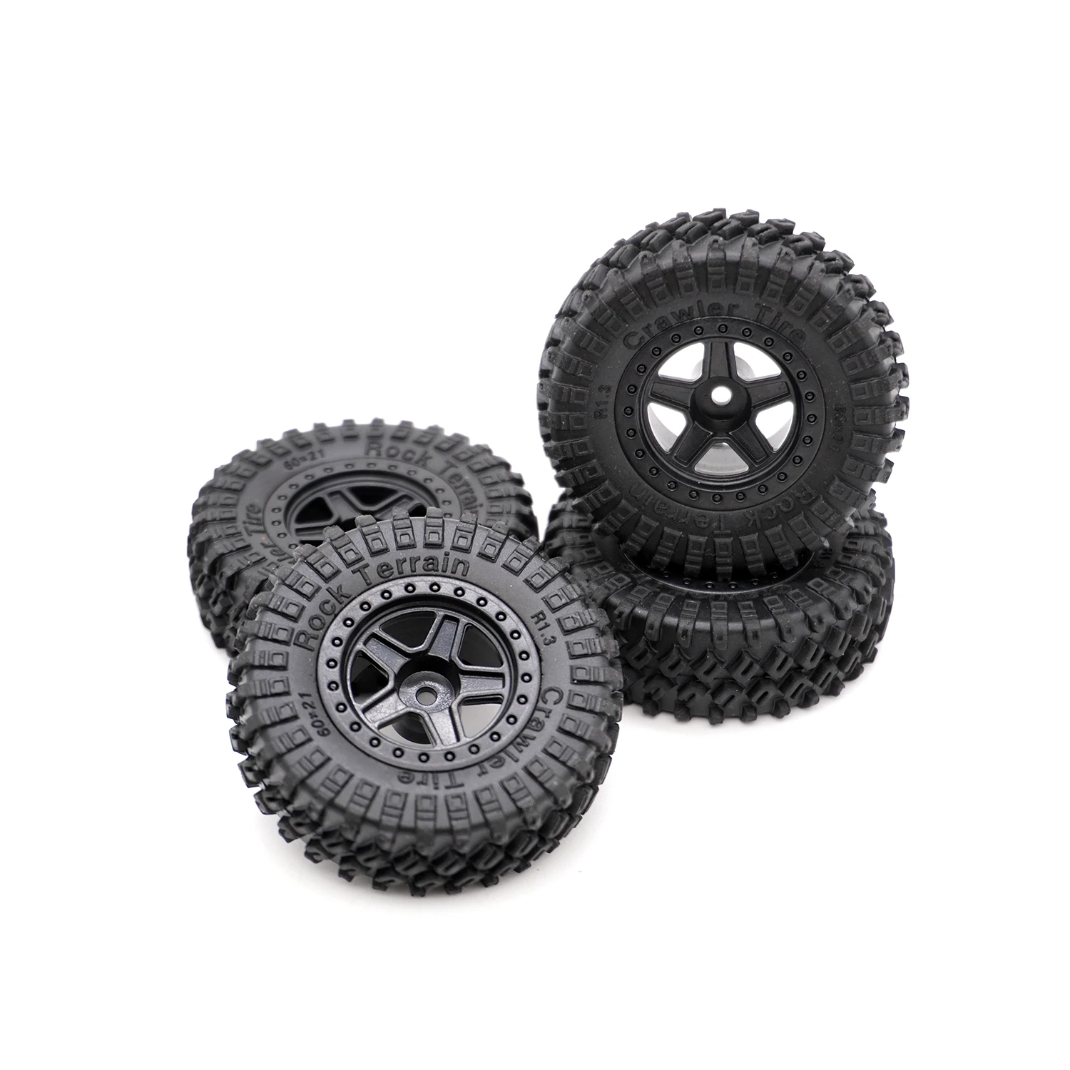 4 SZT. 1.3 cala 60*21mm Przednie Tylne Gumowe Opony Beadlock z Kółkiem Sześciokątnym 7mm do Samochodów RC Crawler 1/18 TRX4M, Akcesoria Tuningowe do Zabawek