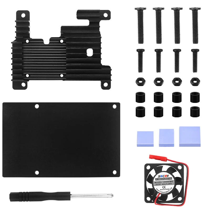 Carcasa de aleación de aluminio Orange Pi 3B con ventilador de refrigeración, disipación de calor pasiva activa, radiador de Metal Enclouse para Orange Pi 3B