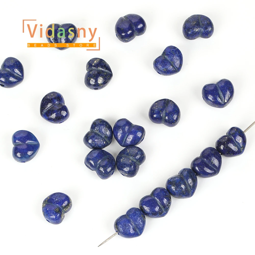 13 mm, 5 Stück, Naturstein, Lapis Lazuli, pfirsichfarbene Herzform, lose Abstandsperlen für die Schmuckherstellung, DIY-Armband, Halskette, Ohrringe – Detail 2