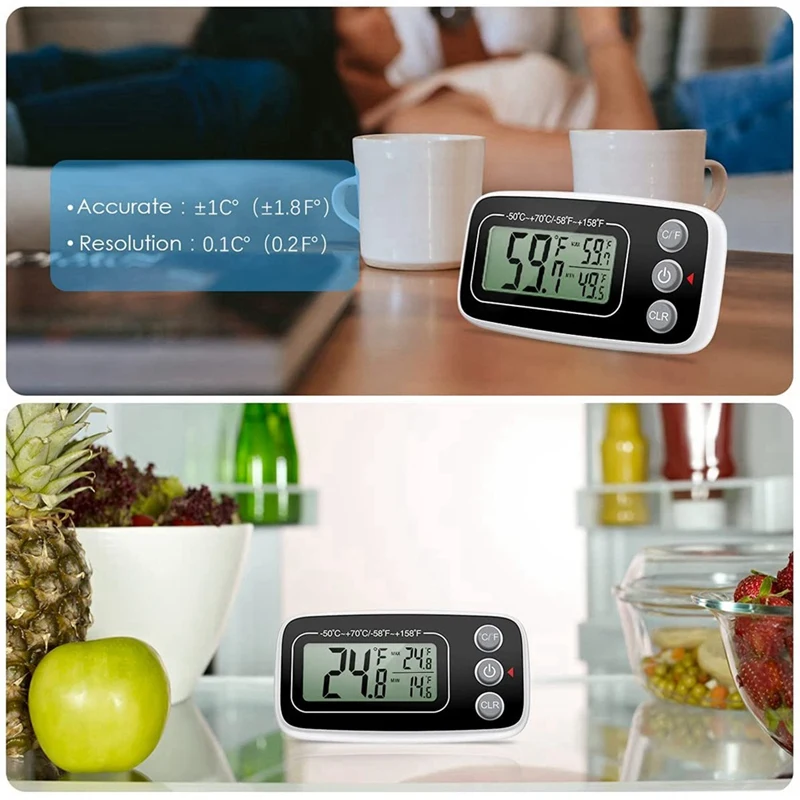 Fridge Thermometer, Digital Refrigerator Thermometer Waterproof Fridge Freezer Thermometer Monitor For Home