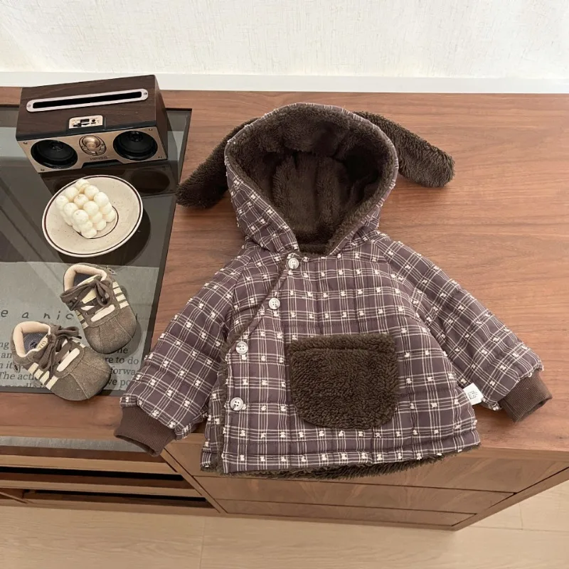 

Детское плотное хлопковое пальто, осеннее и зимнее милое бархатное хлопковое пальто с героями мультфильмов для малышей, корейское издание