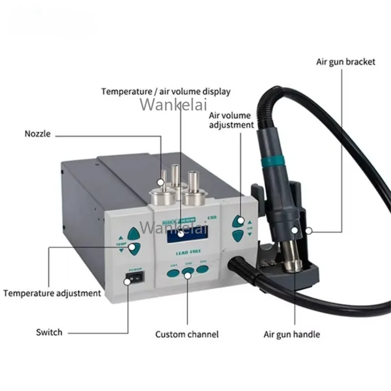 Original 1000W 220/110V QUICK 861DW Lead-Free Hot Air Soldering Station Microcomputer Temperature Rework Station view 4