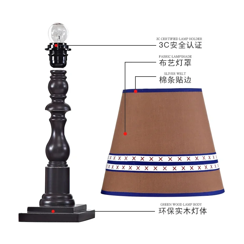 British Garden personality decoration desk lamp boy bedroom bedside lamp European retro LED fashion fabric table lamp image 5