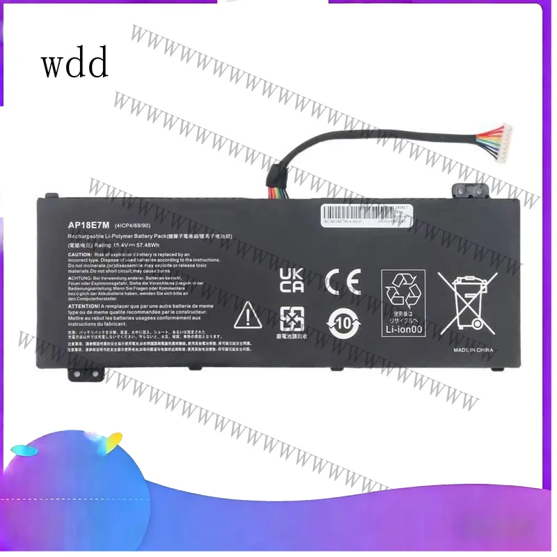 Batería para portátil HH-battery AP18E7M para Acer Nitro 5, AN515-54, AN517-51, AN515-55, AN515-44, 7, AN515-43, 15V, 57Wh