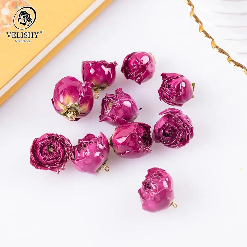 2 pezzi gioielli in resina fatti a mano ciondoli a forma di fiore reale ciondoli Petaline vero fascino di petali di rosa per la creazione di