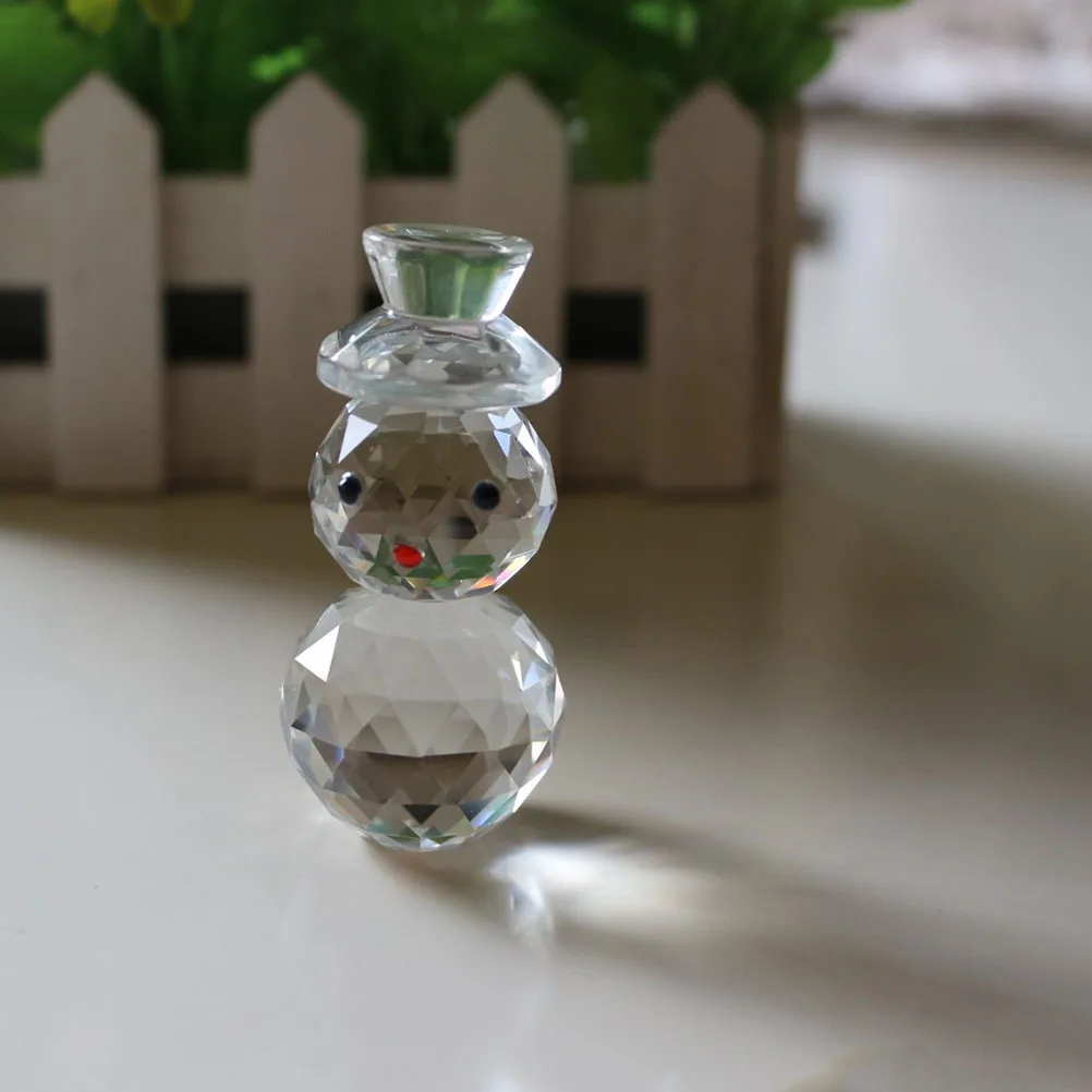 

1Pcs Christmas Crystal Snowman Decoration Small Lightweight Ornament Lovely Desktop Home Decoration Crystal Ornament