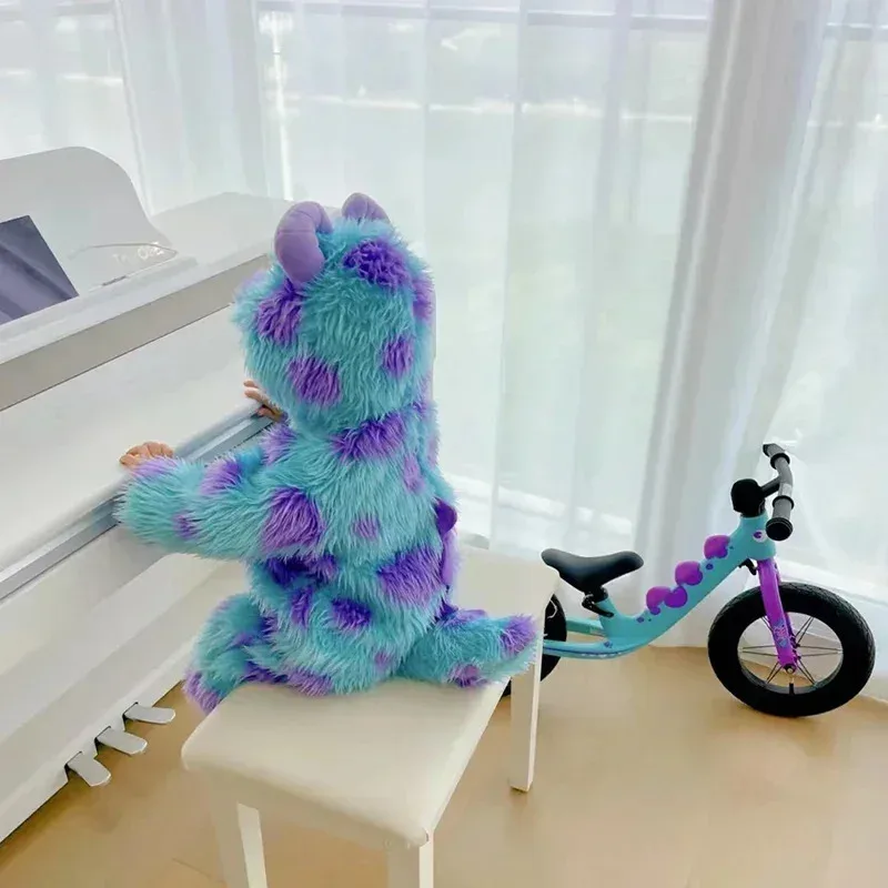 Dd12anime sully macacão de bebê roupas bodysuits inverno engrossar menino menina hoodies recém-nascidos ropa bebe infantil macio pelúcia criança jumpsu