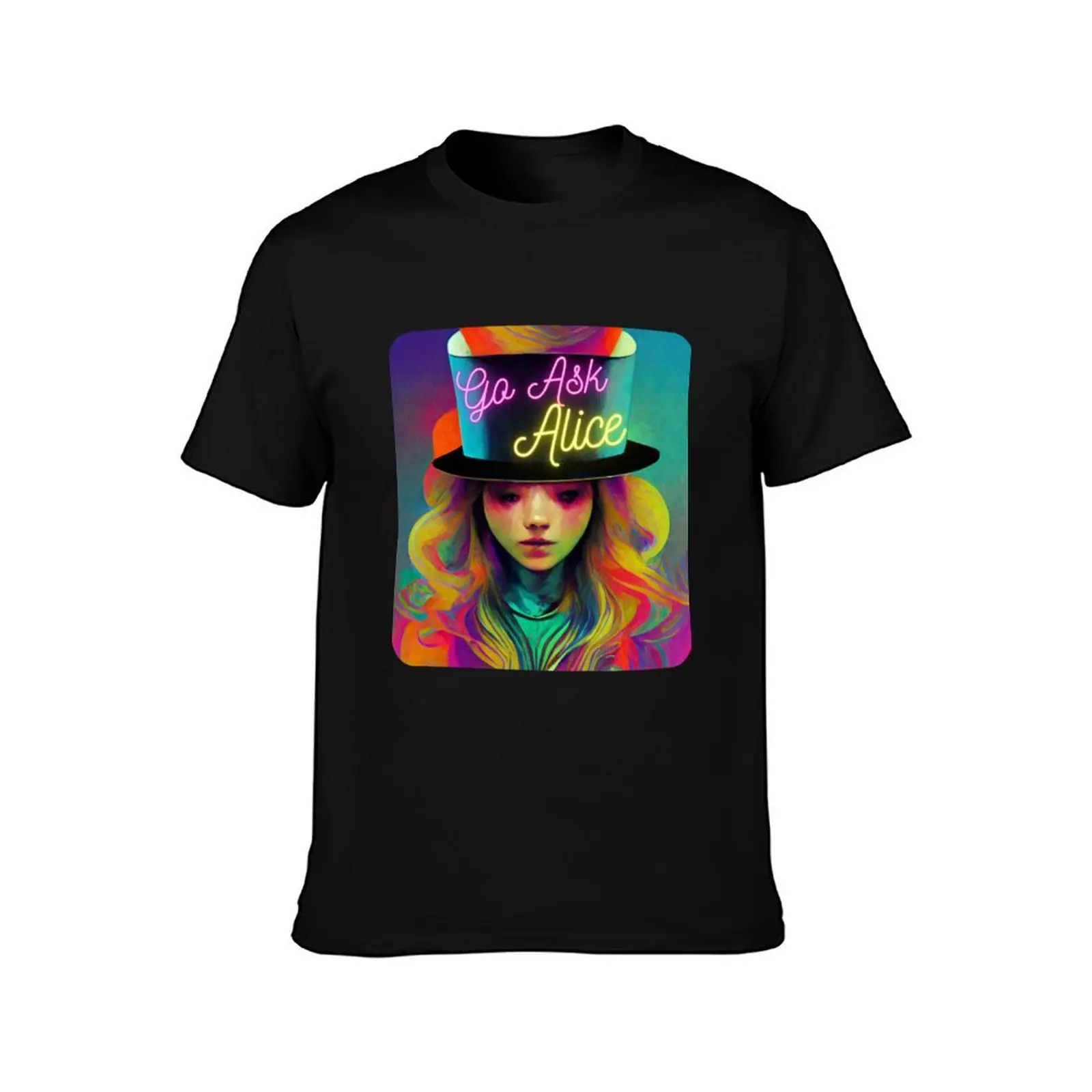 Go Ask Alice Psychedelic T-Shirt Work Short Sleeve Cotton Top T-Shirt