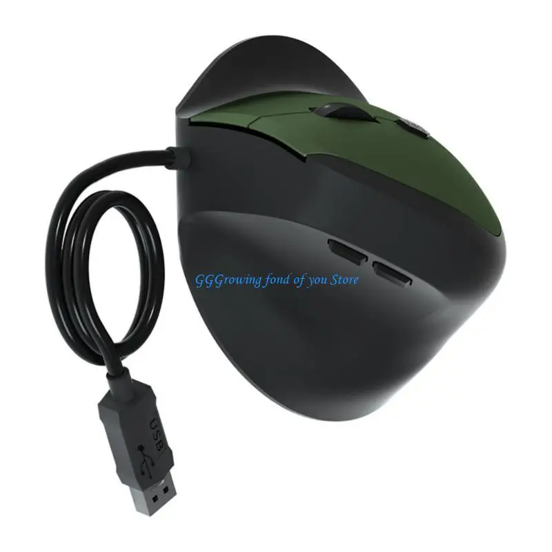 

H9EB Ergonomic USB Cord Mouse Vertical 1600DPI Quiet Clicking Button For Office Home Computer PC Laptop Long Time Use