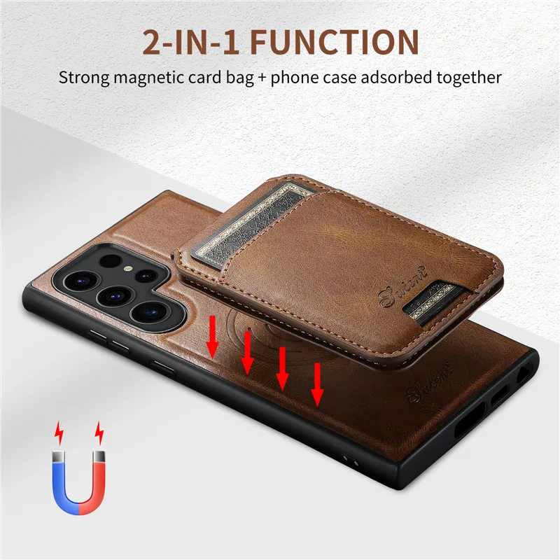 EUCAGR custodia In pelle magnetica staccabile 2 In 1 per Samsung Galaxy S24 S23 S22 Plus Ultra Note 20 custodia porta carte Ultra Magsafe