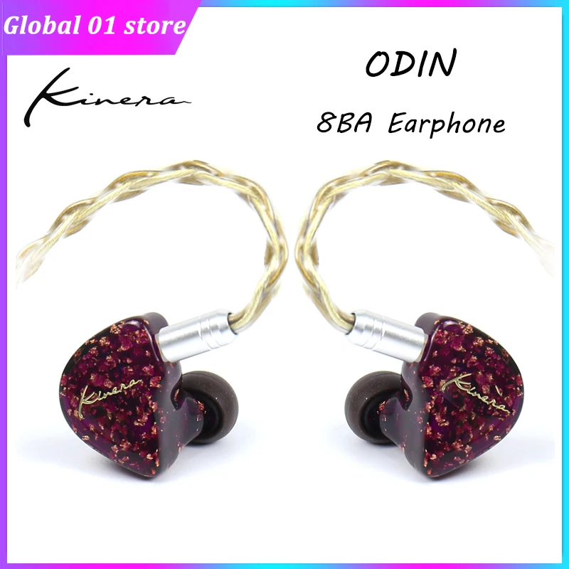 Kinera ODIN2.0 8BA In Ear Earphones Balanced Armature Drive HiFi Headphone Ear hook Noise Cancellation High Resolution Earbuds