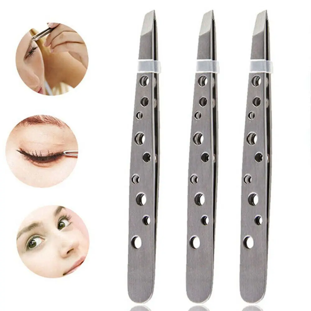Hot Stainless Steel Beard tweezers Makeup Tools Threading Tweezers Eyebrow clip Tweezers Bevel brow clip