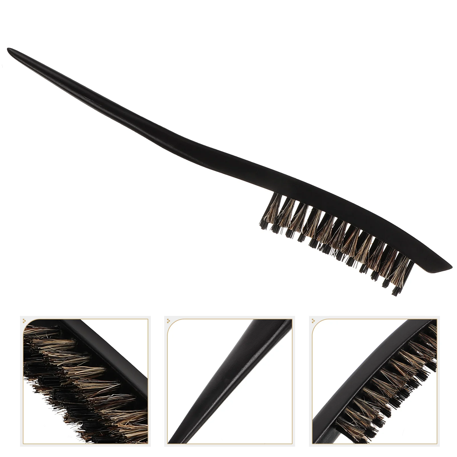 Wooden Handle Boar Bristle Three-row Pointed Tail Comb Smoothing Brush Hair Grubber Curls Teasing for Women Hard Miss Curly Bun